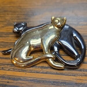 Gold and Silver Cat Brooch